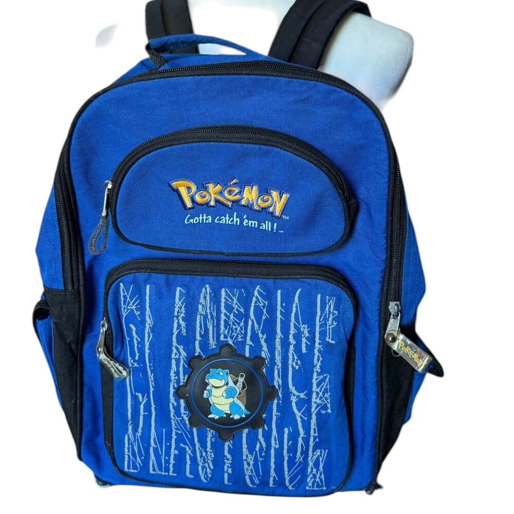Vintage 2000 Pokémon Backpack Blastoise Nintendo Kids Bag Blue